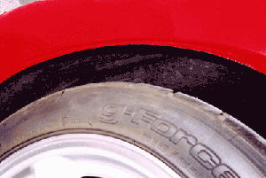 Modified wheel wells from the bottom view.